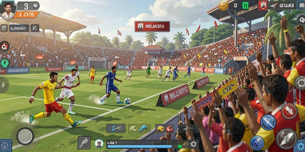 Pemandangan permainan yang menarik dan interaktif.
